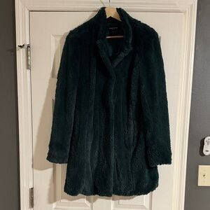 Kenneth Cole Shaggy Faux Fur Coat Emerald size Small